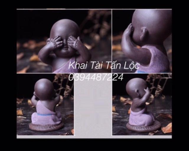 Bộ 3 chú tiểu tam không gốm tử sa mới nhất cao 10 cm