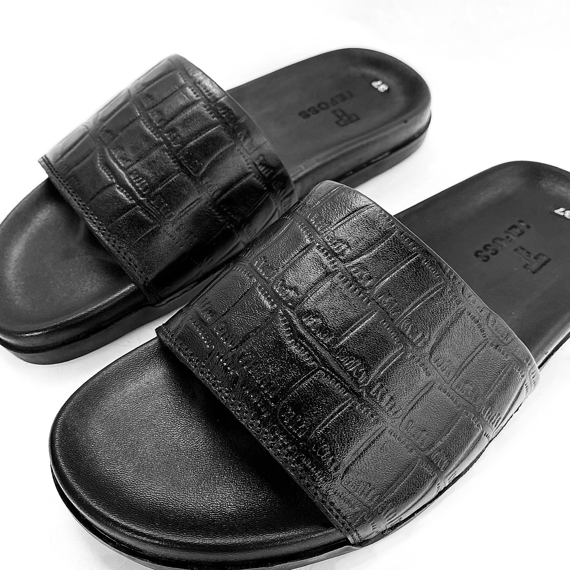 Dép nam da bò thật in vân cá sấu TEFOSS DT07-2 Size 37-44 thời trang, sang trọng