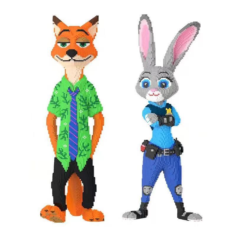 Đồ chơi lắp ghép mô hình cáo Nick và thỏ Zootopia cao 115cm