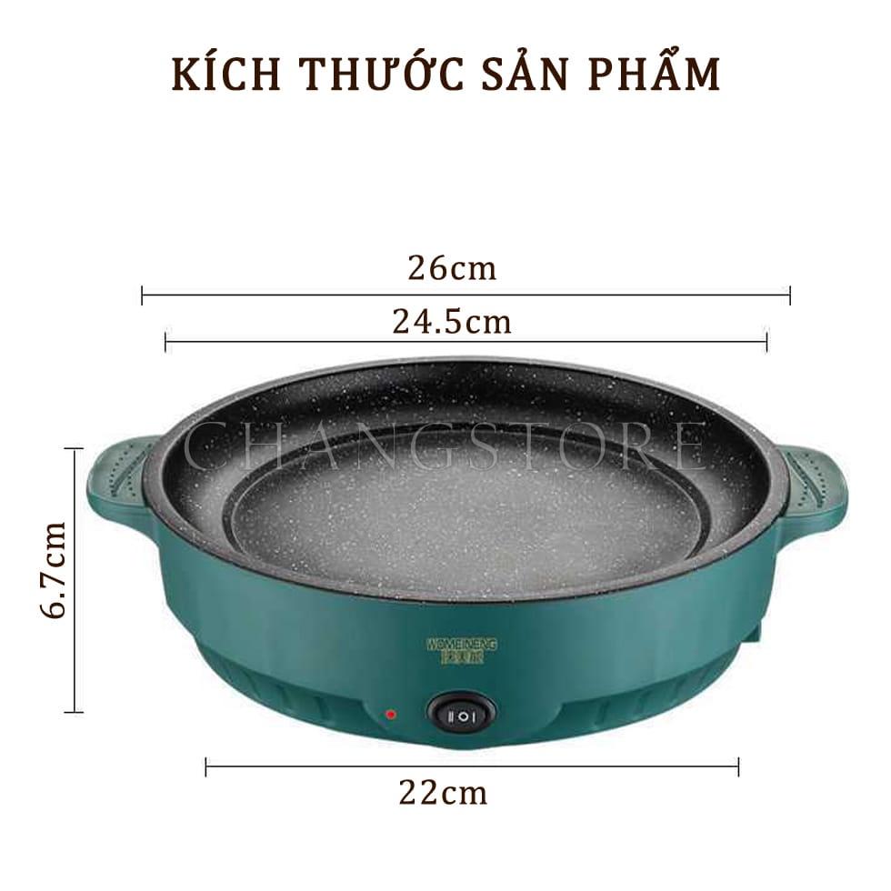 Chảo Nướng Điện Mini Đa Năng 26cm, Bếp Nướng Điện Chống Dính, Nướng Thịt BBQ Hàn Quốc 