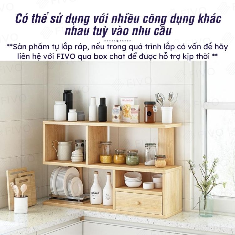 Kệ Sách Để Bàn Gỗ MDF FIVO FB20 Thích Hợp Cho Bàn Học Dễ Lắp Ráp (60 x 20 x 60 cm)- Hàng Chính Hãng - Không Hộc