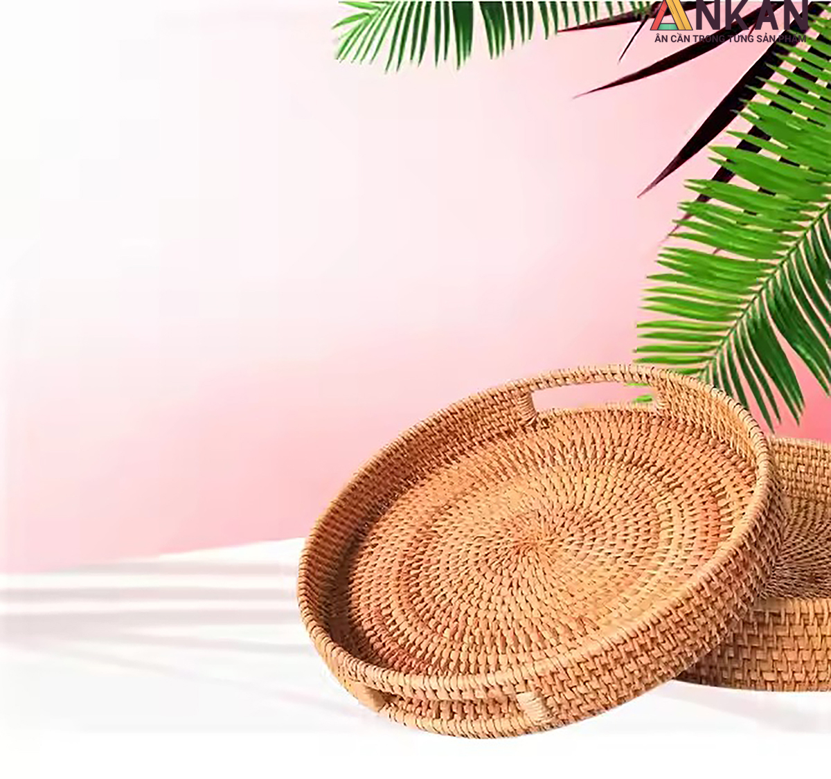 Khay Mây Tròn Đựng Trái Cây, Đồ Ăn, Decor Nhà Bếp – Khay Mây Tre Đan Thủ Công Cao Cấp ANKAN