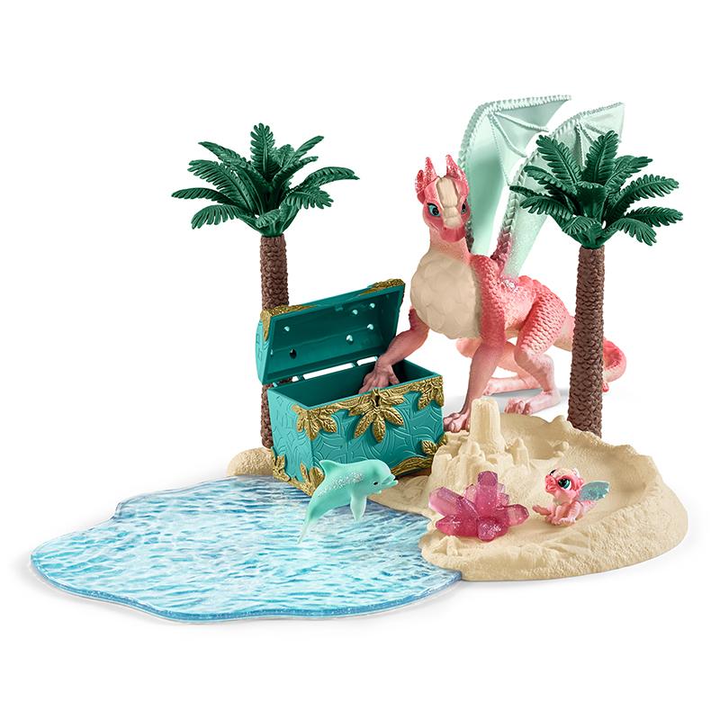 Đồ Chơi Mô Hình SCHLEICH Đảo Rồng Và Thùng Kho Báu 42436