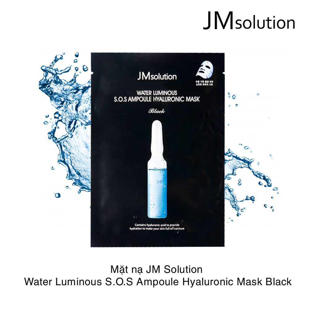 Mặt Nạ Cấp Nước Tức Thì JM Solution Water Luminous S.O.S Ampoule Hyaluronic Mask Black 30ml