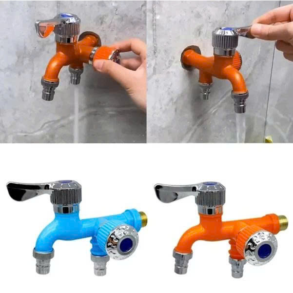 Vòi Nước Đôi 2 Nhánh Tiện Lợi – Gắn Máy Giặt, Tưới Cây, Rửa Chén Đa Năng