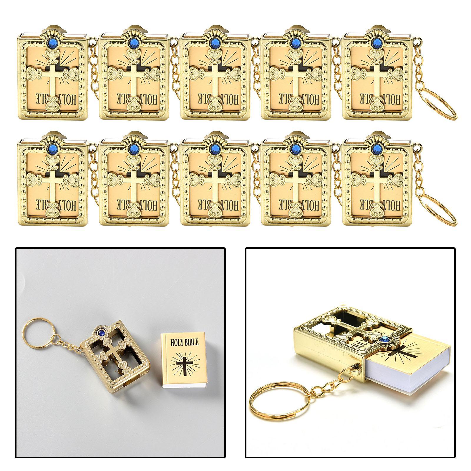 Mini Holy Bible Miniature Pendant Keyring Key Chain Keychain Novelty Golden