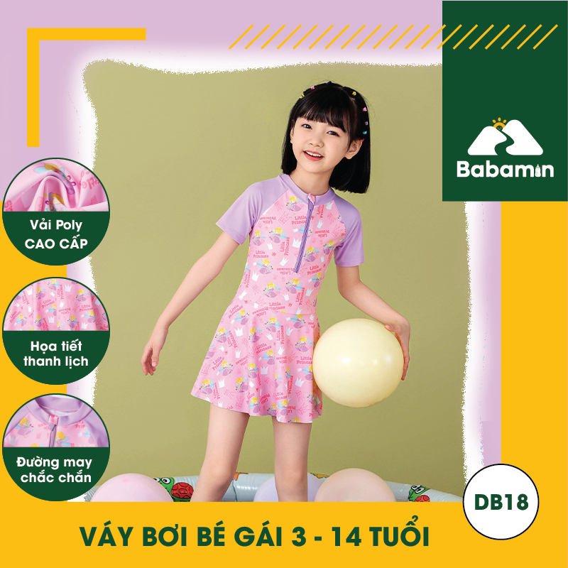 Đồ Bơi Bé Gái 3 - 15 Tuổi, Váy Bơi Cao Cấp Quần Liền Thời Trang - DB18