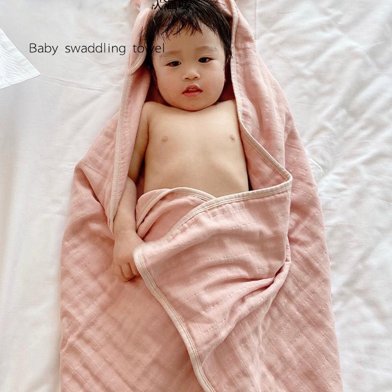 Chăn Bộ Bé Cotton Muslin ĐẦM SƠ SINH Nhiệt Mềm Chăn Tai Thỏ Bé Sơ Sinh Sản Phẩm Đầm Khăn Quấn