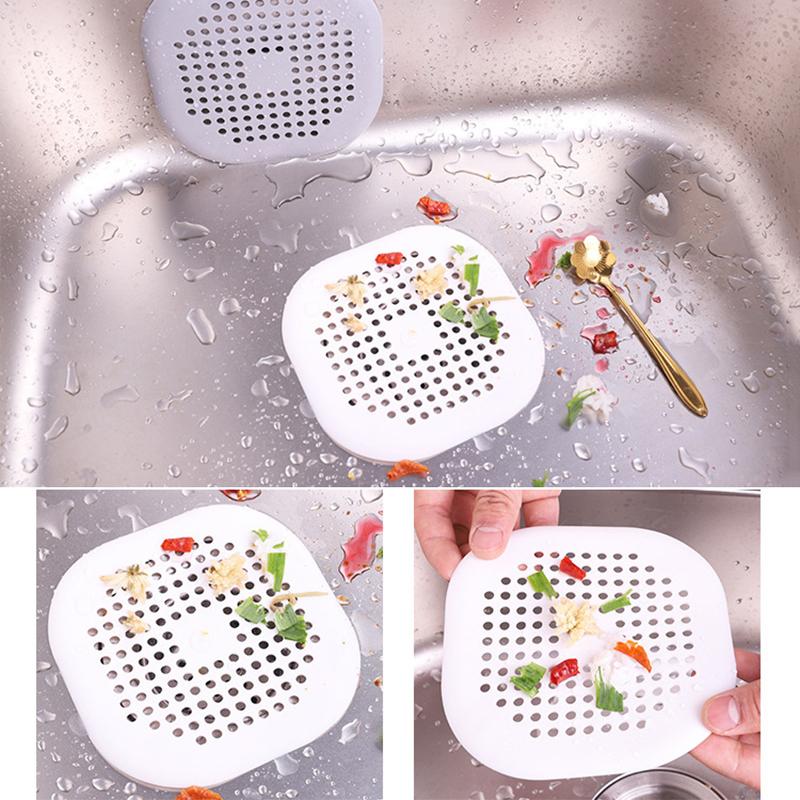 Miếng lọc bảo vệ cho lỗ thoát nước nhà bếp/nhà tắm bằng silicon có cốc hút có thể lọc tóc tiện lợi