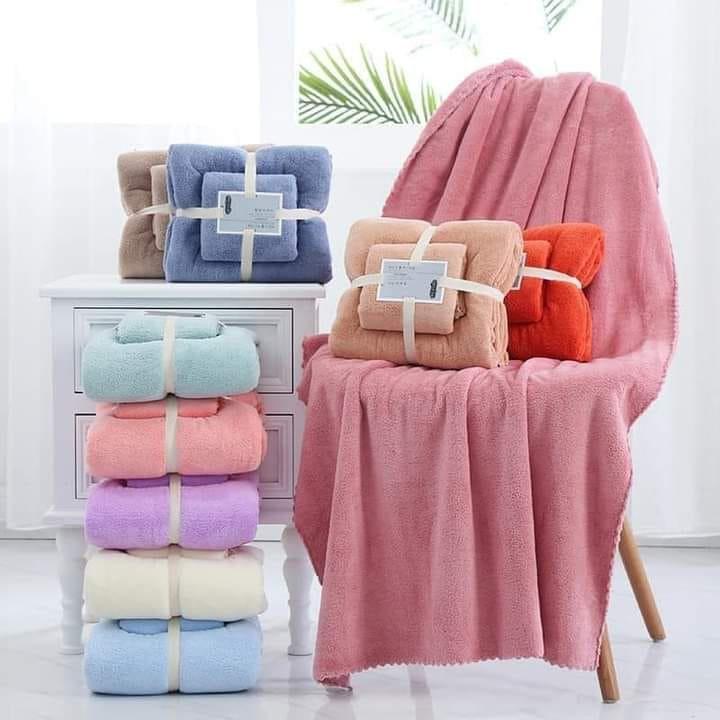 BỘ 2 KHĂN TẮM GẤP GỌN BẰNG LÔNG MỀM MỊN KHỬ MÙI KHÁNG KHUẨN 35×75+70x140cm