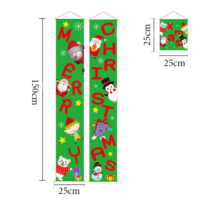 Câu Đối Trang Trí Giáng Sinh Noel 2023 Ở Cửa Lối Ra Vào Với Họa Tiết Merry Christmas Kèm Dây Treo Và Móc Treo