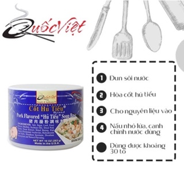 HSD 23.11.2023 Cốt Súp Hủ Tiếu Quốc Việt - Hộp 300g - đủ cho 30 tô hủ tiếu - VN10455