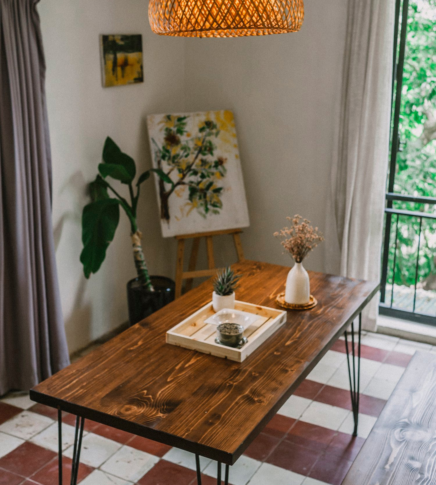 Bàn Làm Việc Chân Sắt Màu Phong Cách Cổ Điển Màu Rustic Size Lớn 120 x 60 x 75 Cm