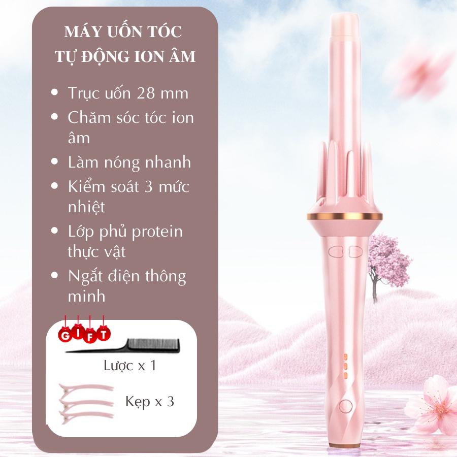 Máy uốn tóc xoăn tự động Boorui XN388, uốn tóc ion âm, chất liệu gốm sứ đường kính uốn 28 mm, giữ nếp lên đến 12 giờ