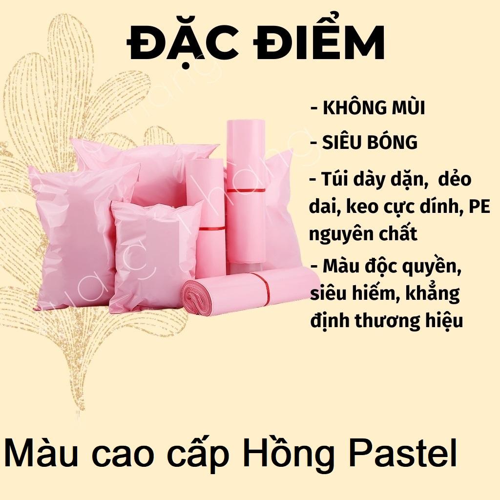 Túi gói hàng niêm phong màu Hồng Pastel cao cấp có keo dán hàng có sẵn nhiều size