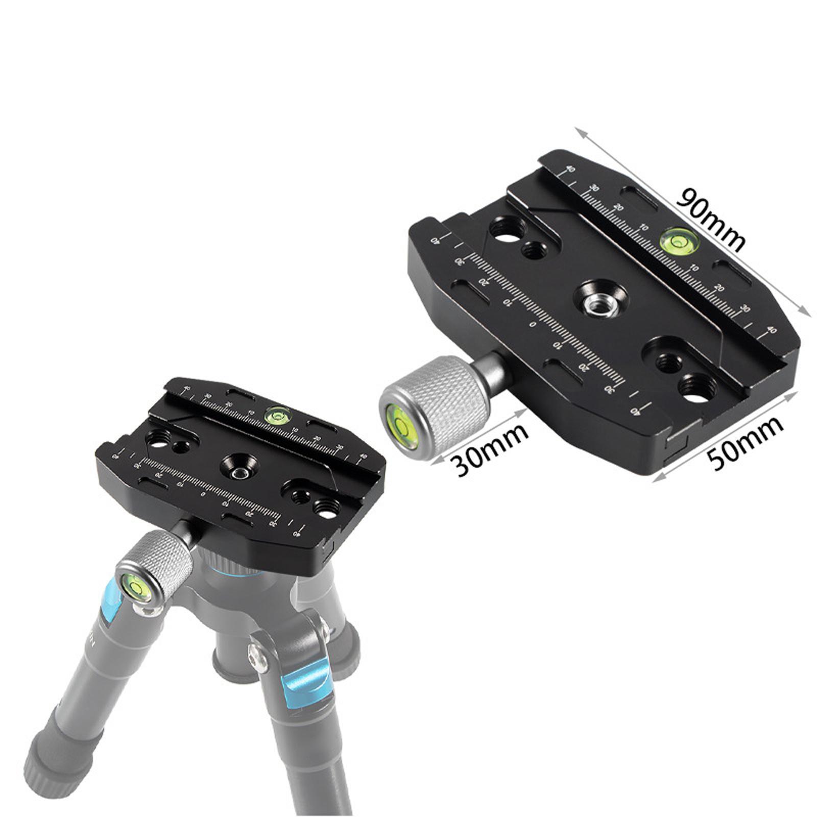 Quick Release Plate Clamp for Camera Tripod with 2x Spirit Level Plate Mount Adapter