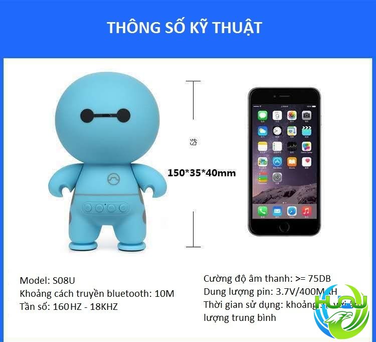 Loa Bluetooth Mini Huqu HQ-S08U-Âm Bass Mạnh Mẽ - Hàng Chính Hãng