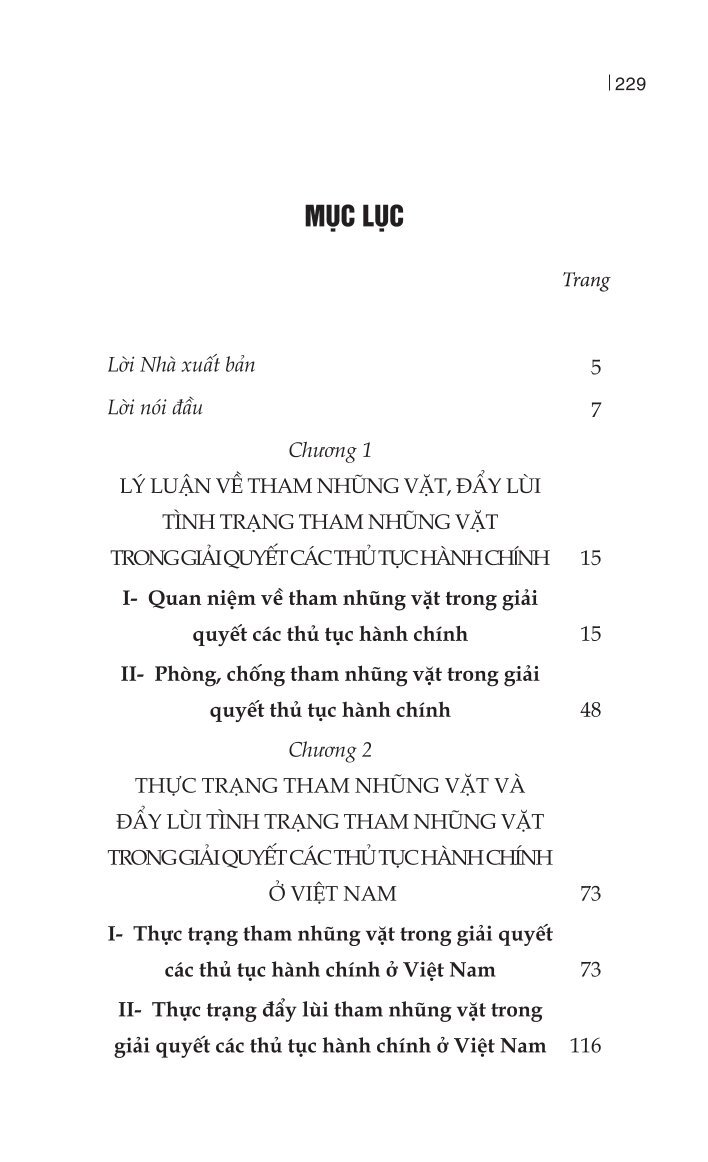 Một số giải pháp đẩy lùi tình trạng tham nhũng vặt trong giải quyết các thủ tục hành chính ở nước ta hiện nay (Sách chuyên khảo)