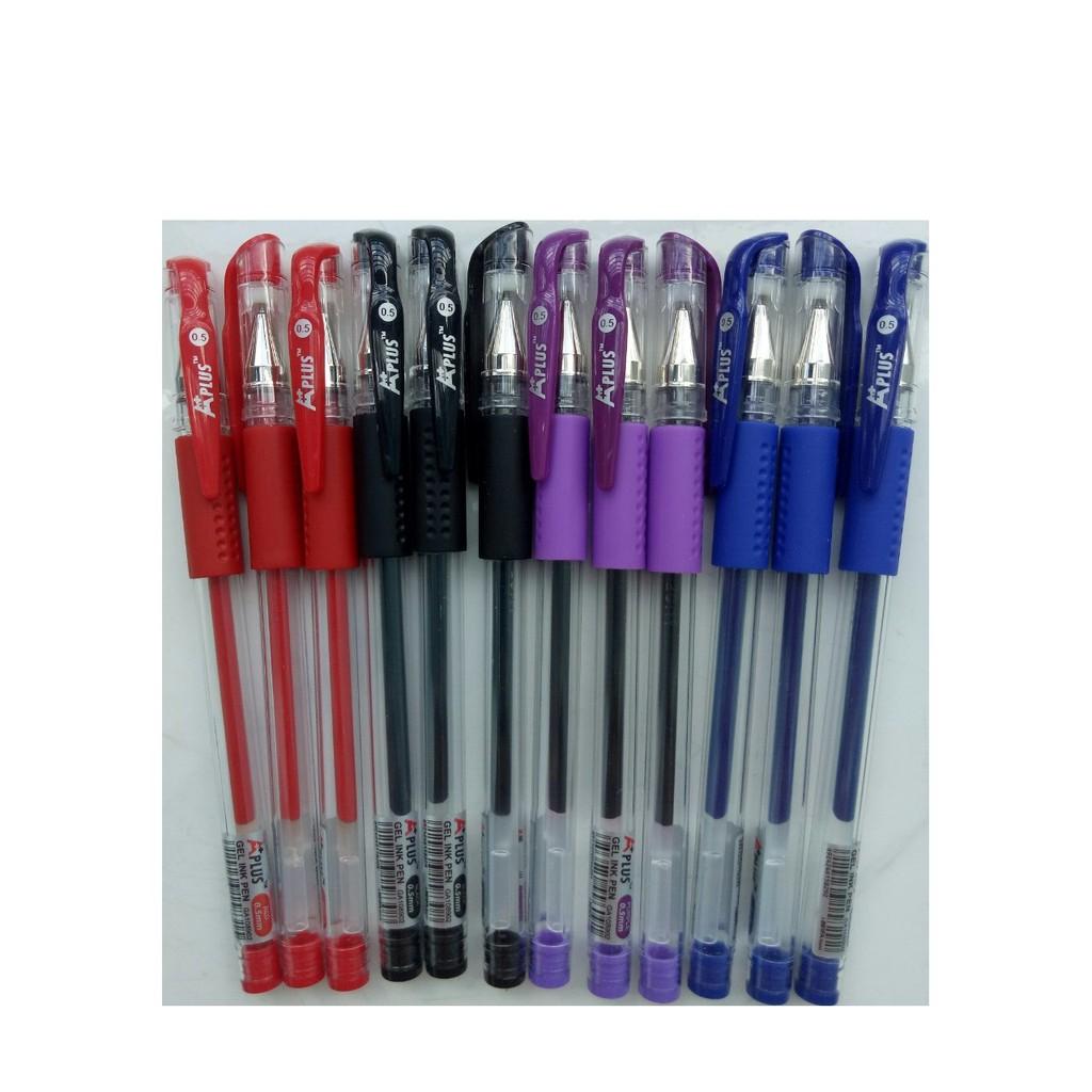 Combo hộp 12 cây bút gel GA108902 đen/đỏ/tím/xanh 0.5mm