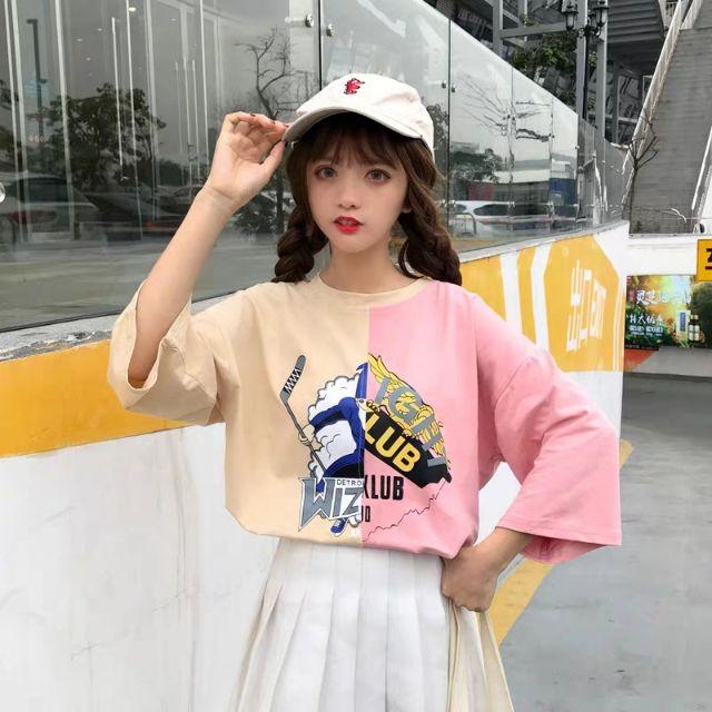 Áo thun tay lỡ unisex from rộng nam nữ, áo thun in hình nam nữ, áo phối màu nam nữ