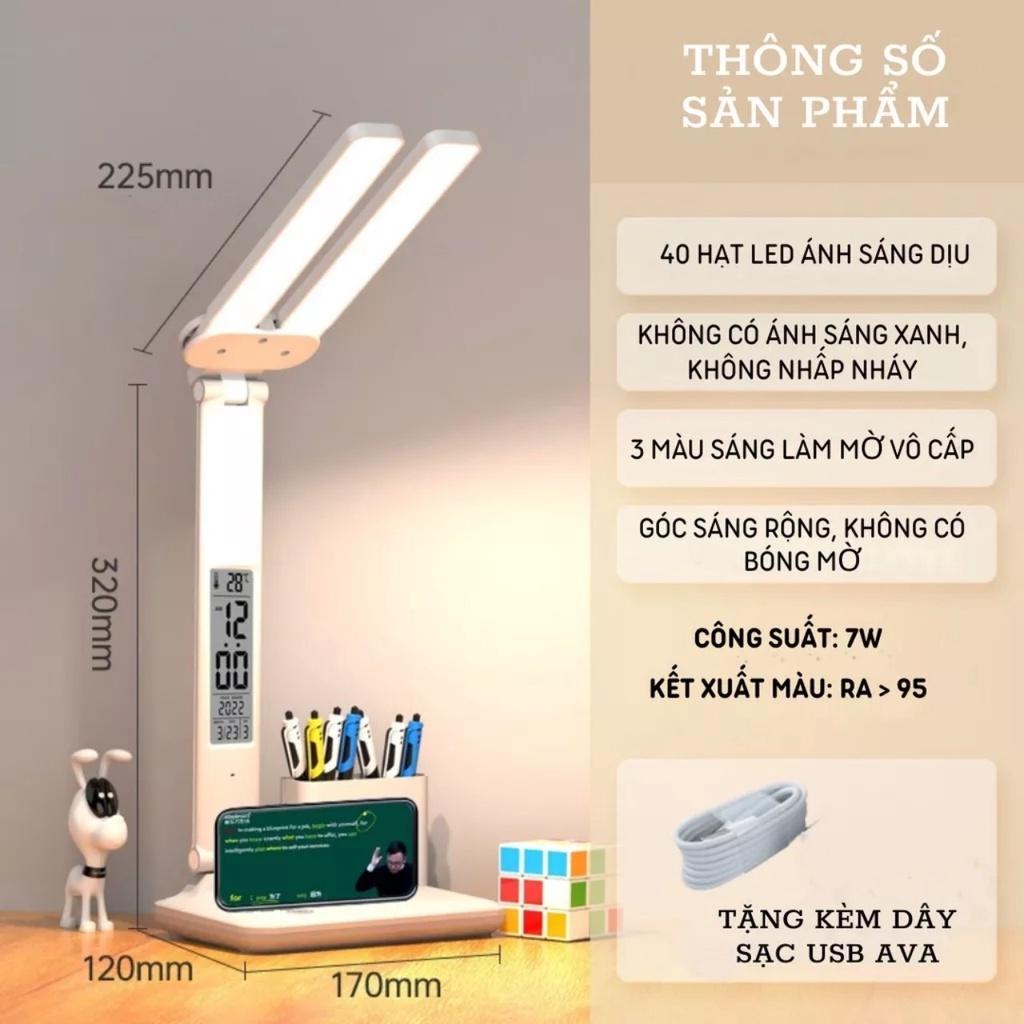 Đèn học tích điện chống cận Có màn hình LCD hiển thị đa thông tin dung lượng khủng bảo vệ thị lực