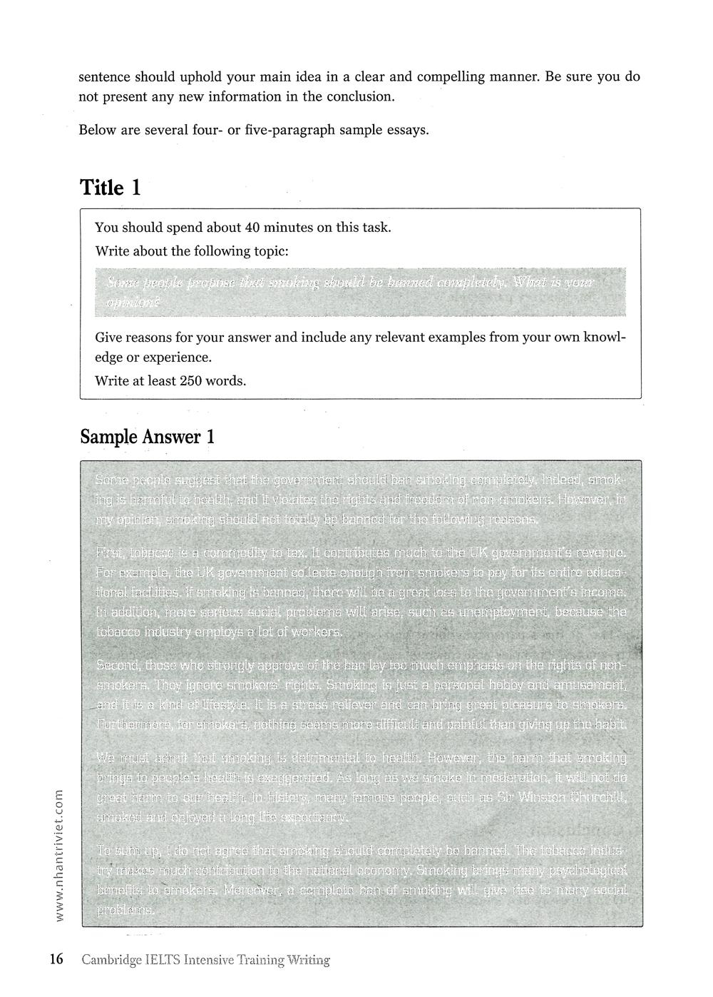 Sách Cambridge IELTS Intensive Training Writing (Không CD)