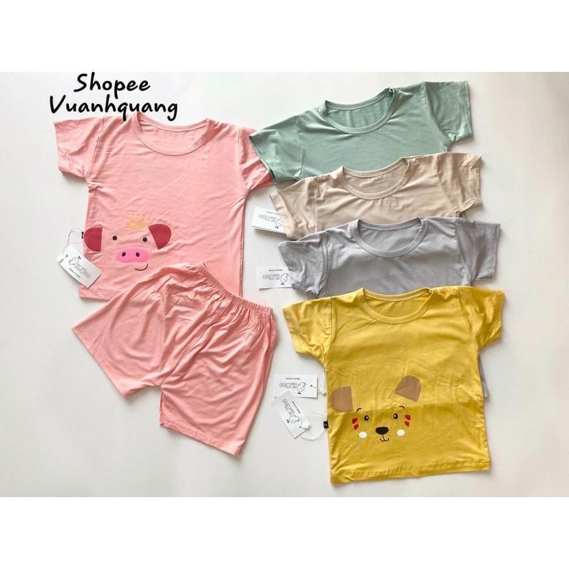 Bộ quần áo cộc tay BIBIKIDS hình thú chất thun lạnh cực mát cho bé từ 0-18 tháng