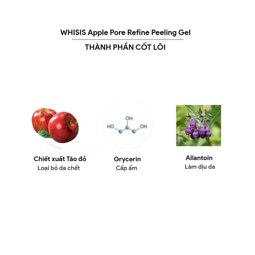 Gel tẩy da chết thu nhỏ lỗ chân lông chiết xuất táo đỏ lên men WHISIS Apple Pore Refine Peeling Gel dung tích 120ml