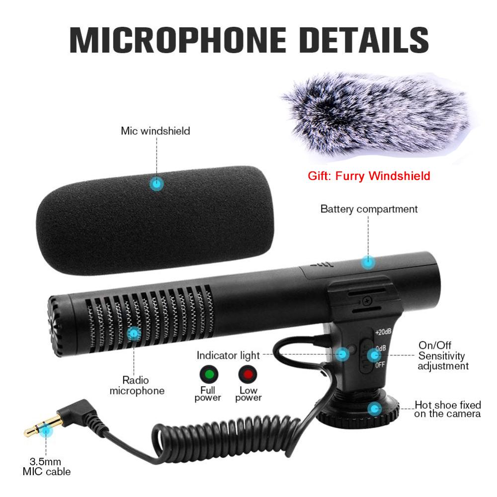 Mamen Condenser Quay Video Vlog Micro Cắm 3.5Mm Phòng Thu Micro Cho Máy Tính Máy Ảnh Cho Máy Ảnh Nikon Canon DSLR