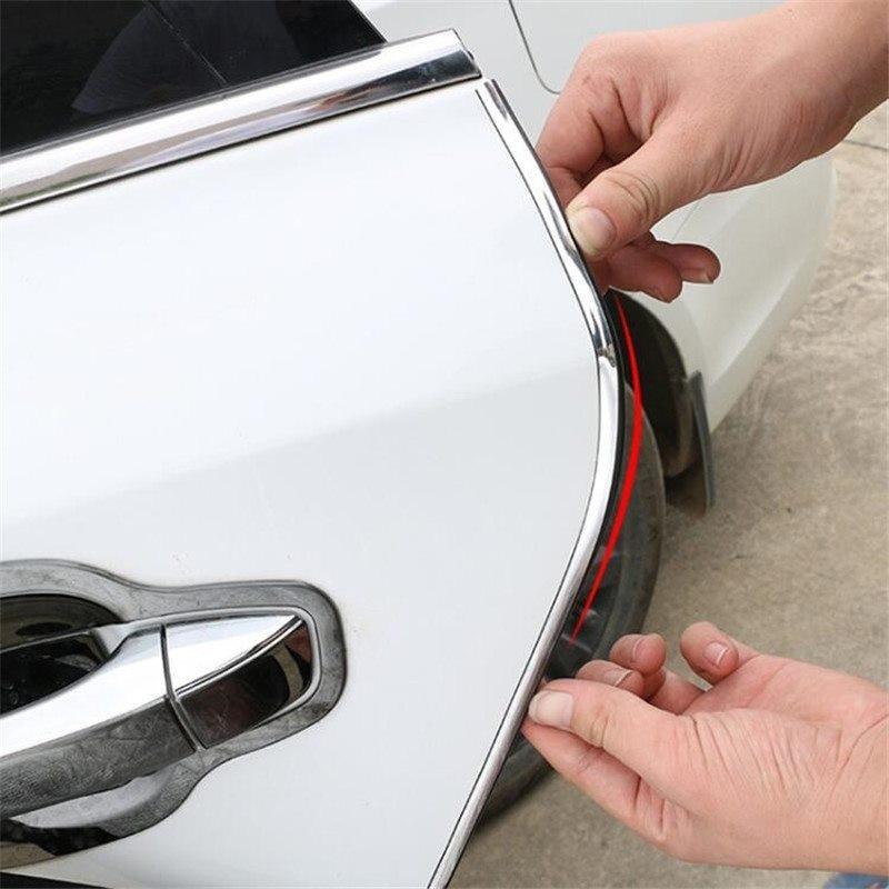 6M Xe Cạnh Cửa Bảo Vệ Trầy Xước Dây Ốp Lưng Chống Va Chạm Dây DIY Bạc Chất Liệu Nhựa PVC Đúc Dán Trang Trí Ô Tô phụ Kiện