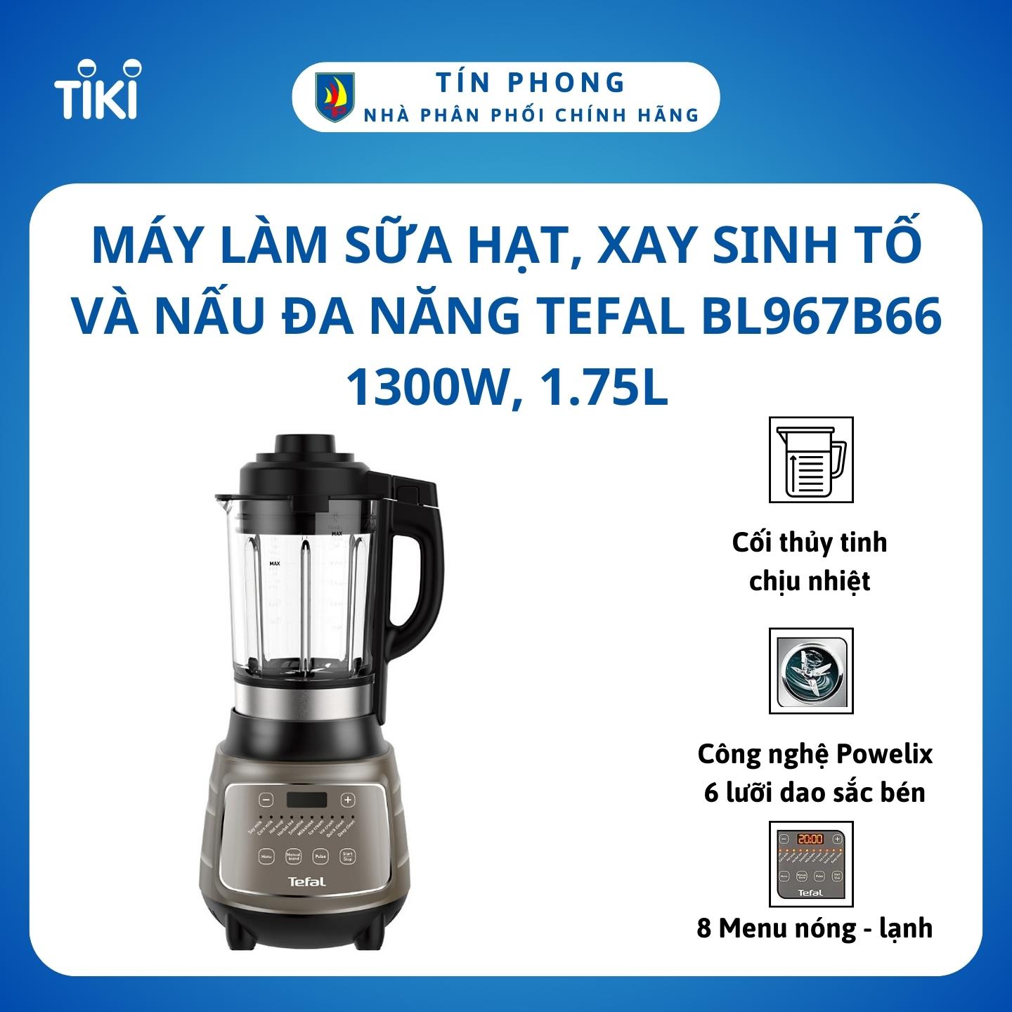 Máy làm sữa hạt, xay sinh tố và nấu đa năng Tefal BL967B66, 1300W, 1.75L - Hàng chính hãng