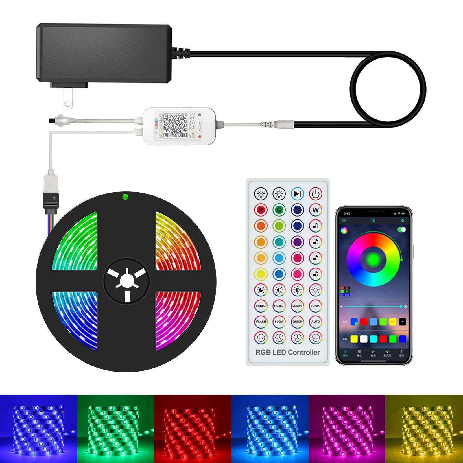 Bộ Dây Đèn Led 5m / 16.4ft 5050 IP65 RGB Điều Khiển Từ Xa Chống Thấm Nước Thông Minh 40 phím