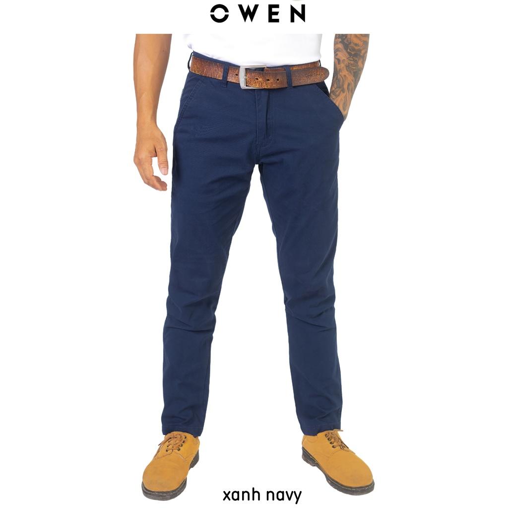Quần kaki nam OWEN chuẩn hãng màu xanh than chất vải cotton cao cấp co giãn dáng suông trẻ trung năng động lịch sự