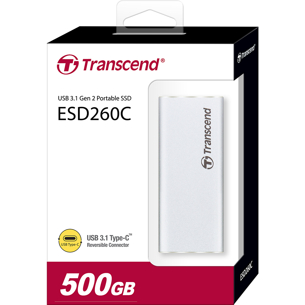 Ổ cứng di động SSD Transcend 500GB USB 3.1 Gen 2 Type C ESD260C - Hàng chính hãng