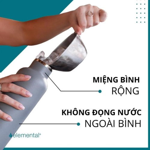 Bình giữ nhiệt Elemental 750ml màu tím đậm, giữ nhiệt vượt trội, inox 304, FDA Hoa Kỳ, nắp gỗ cao cấp