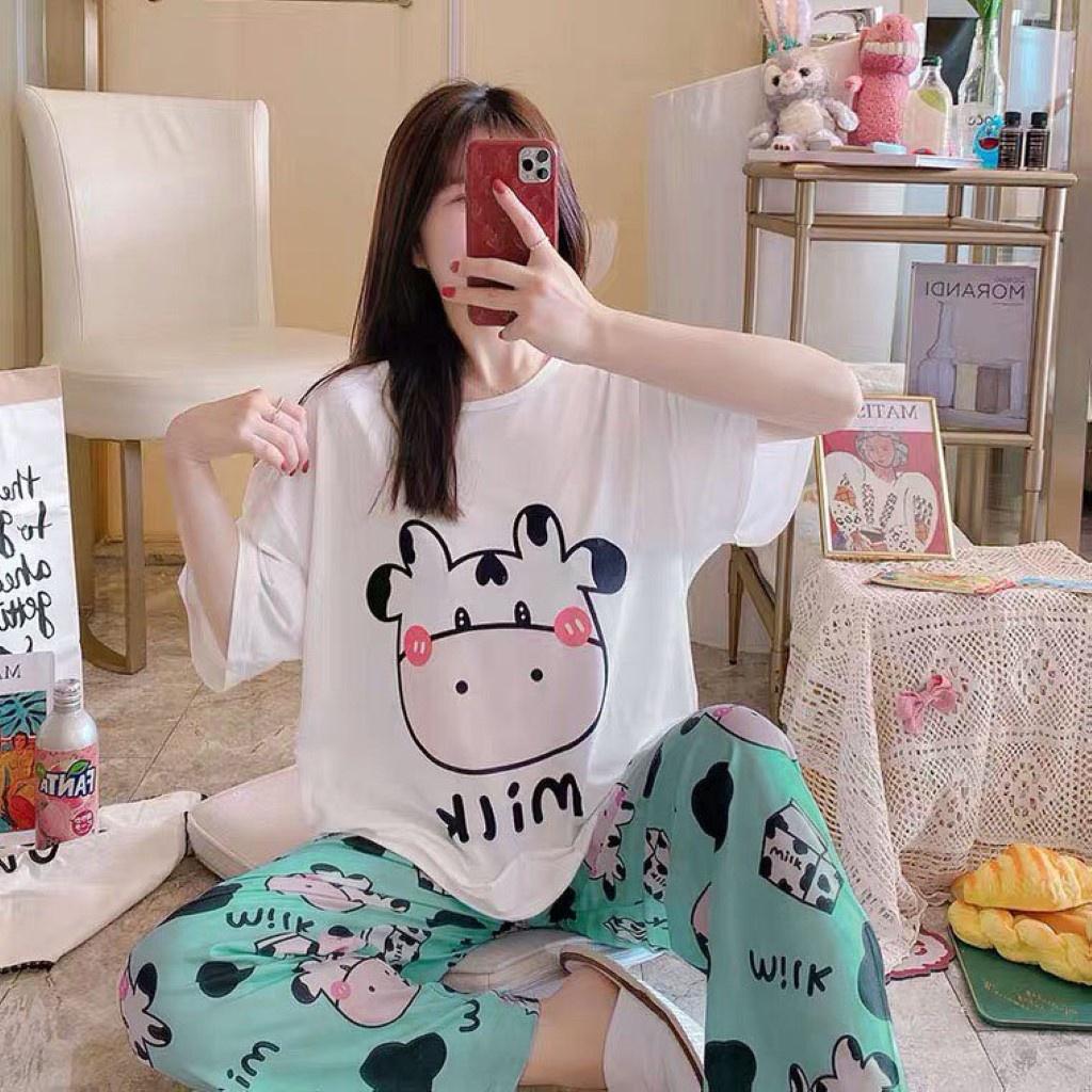 Đồ bộ nữ mặc nhà mùa hè họa tiết in hình dễ thương, chất liệu mỏng mát mẫu đa dạng Đồ bộ mặc ở nhà cho nữ, Đồ bộ ngủ thun dành cho nữ