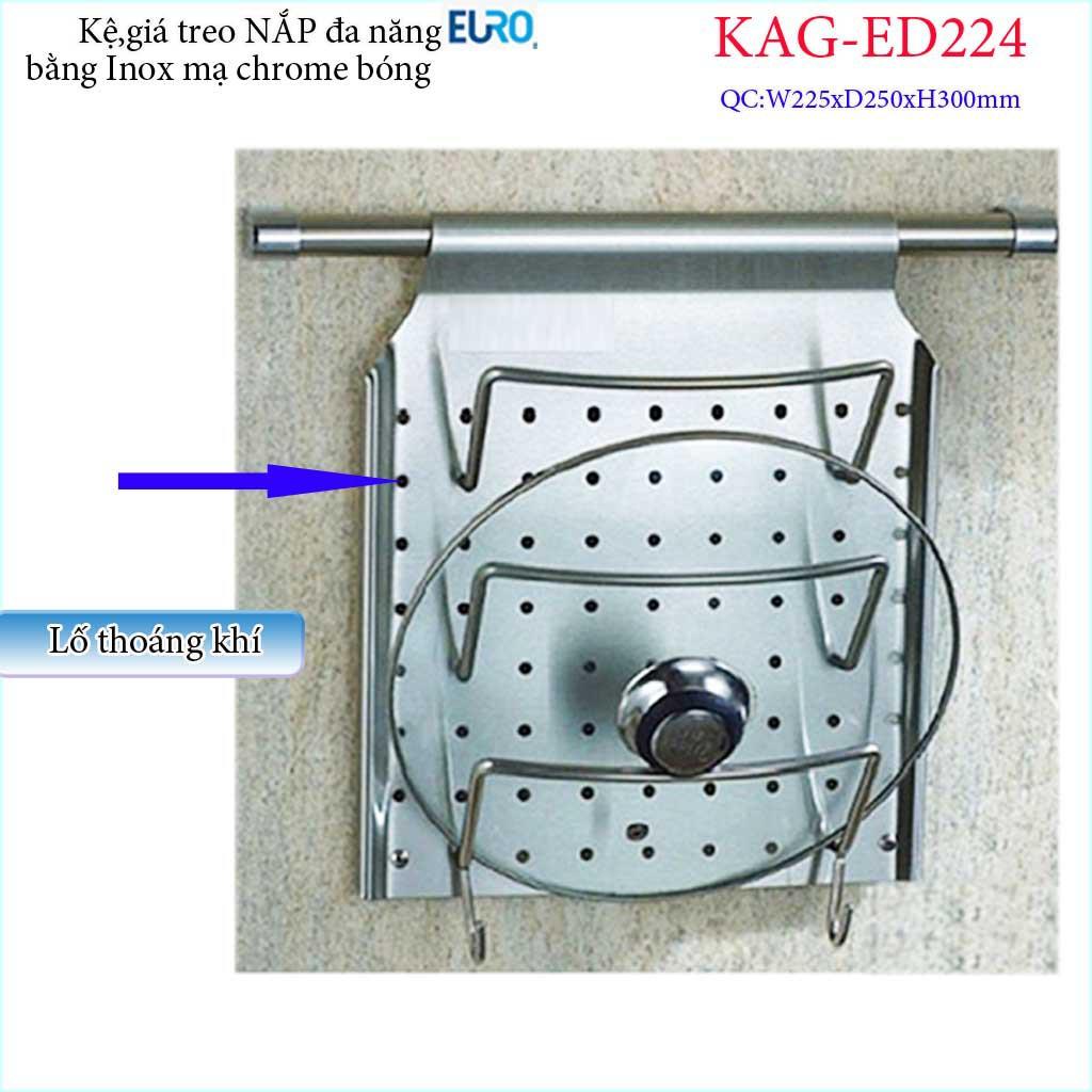 Kệ treo nắp xoong nồi Euro KAG-ED224, giá treo nắp xoong nồi đa năng, máng nắp xoong nồi