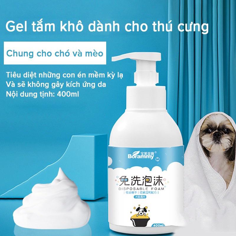 Sữa tắm khô cho chó mèo Borammy (400ml) tiện lợi nhanh chóng