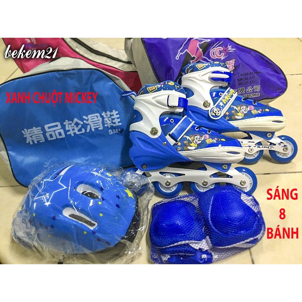 (5 MÀU) Giày Trượt Patin Phát Sáng 8 Bánh Sport Trẻ Em - Batin Người Lớn QF Thế Hệ Mới (TẶNG KÈM 2 THANH CỜ LÊ