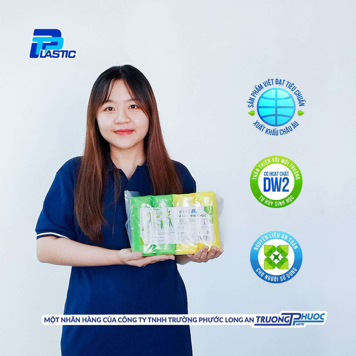 Túi Rác Tự Huỷ Sinh Học TPP, Đáy Sao Có Quai, Nhựa HDPE, 20 Cái/Cuộn x 4, Size L