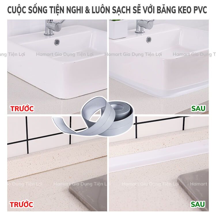 Băng Keo PVC Dán Viền Bếp Chống Dầu Mỡ Bản 3.8cm Băng Dính Dán Mép Tường Chống Ẩm Mốc