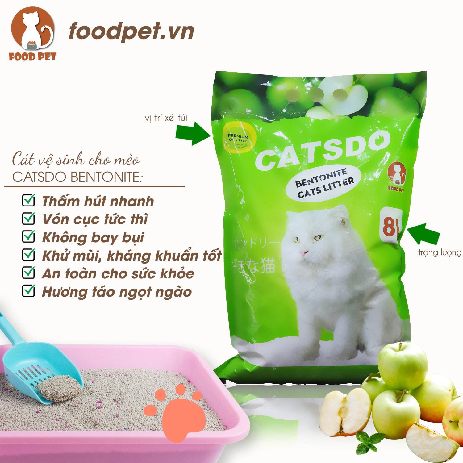 Cát vệ sinh cho mèo Catsdo 8L