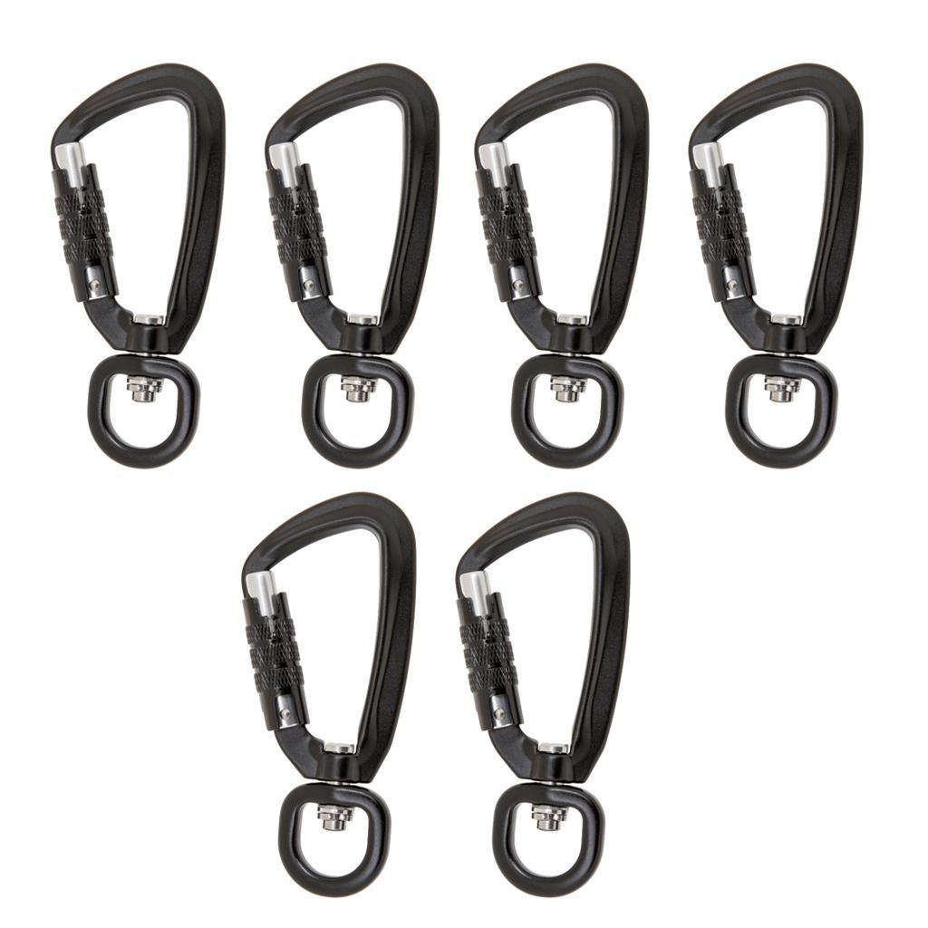 6pcs Heavy Duty 360º Swivel Rotating Self Auto Locking Carabiner Outdoor Camping Hiking Hanging Keychain Hammock Hook