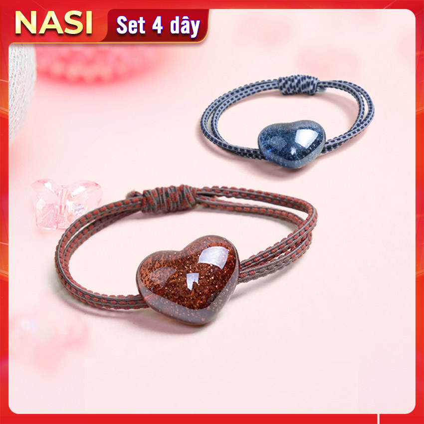 Dây buộc tóc trái tim thiếu nữ NASI dễ thương phong cách hàn quốc thun cột tóc nữ co giãn tốt phụ kiện tóc