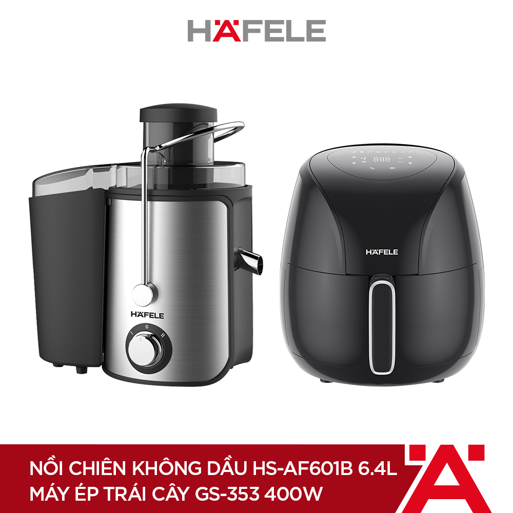 Combo Nồi chiên không dầu Hafele HS-AF601B 6.4L (535.43.714) và Máy Ép Trái Cây HAFELE GS-353 - 535.43.086 - 400W (Hàng chính hãng)