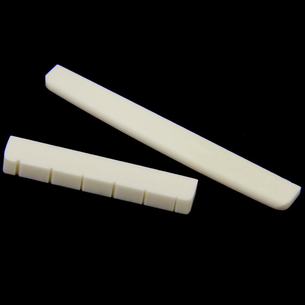 2 Set Of Buffalo Bone Classical Guitar Strings Bridge Saddle End Nut Slotted