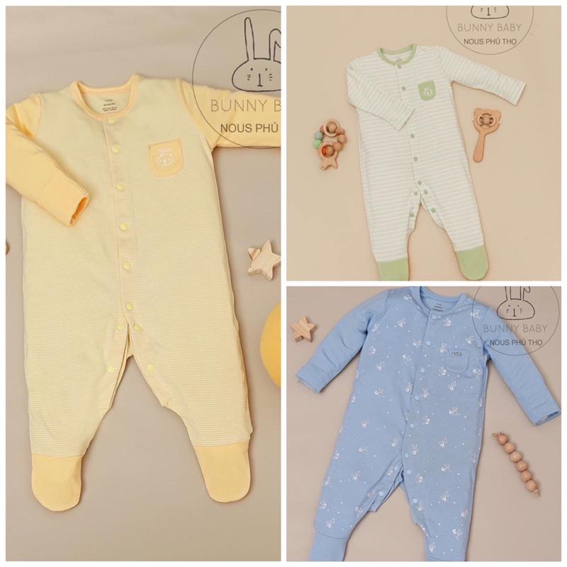 Bộ Nous bodysuit Newborn cho bé sơ sinh kẻ vàng, kẻ xanh lá, xanh gấu