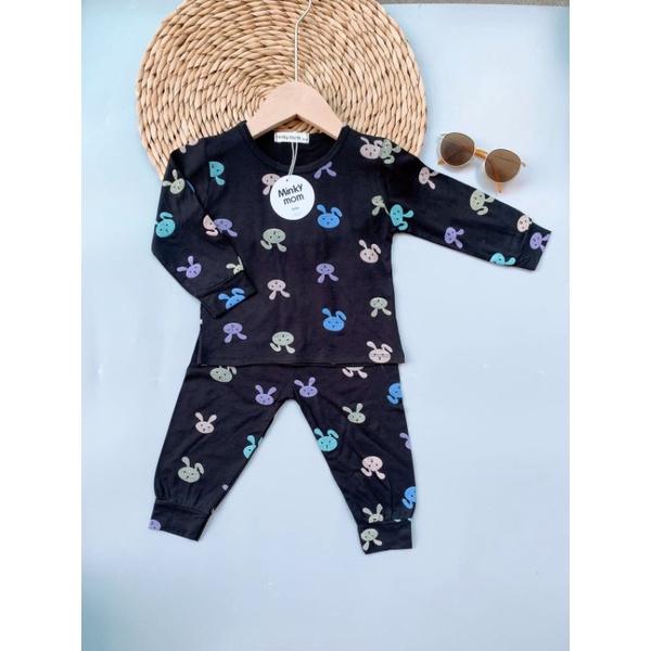 Bộ dài tay thun lạnh in trái cây Minky Mom chất mềm mịn mát cho bé trai bé gái từ 7-19kg