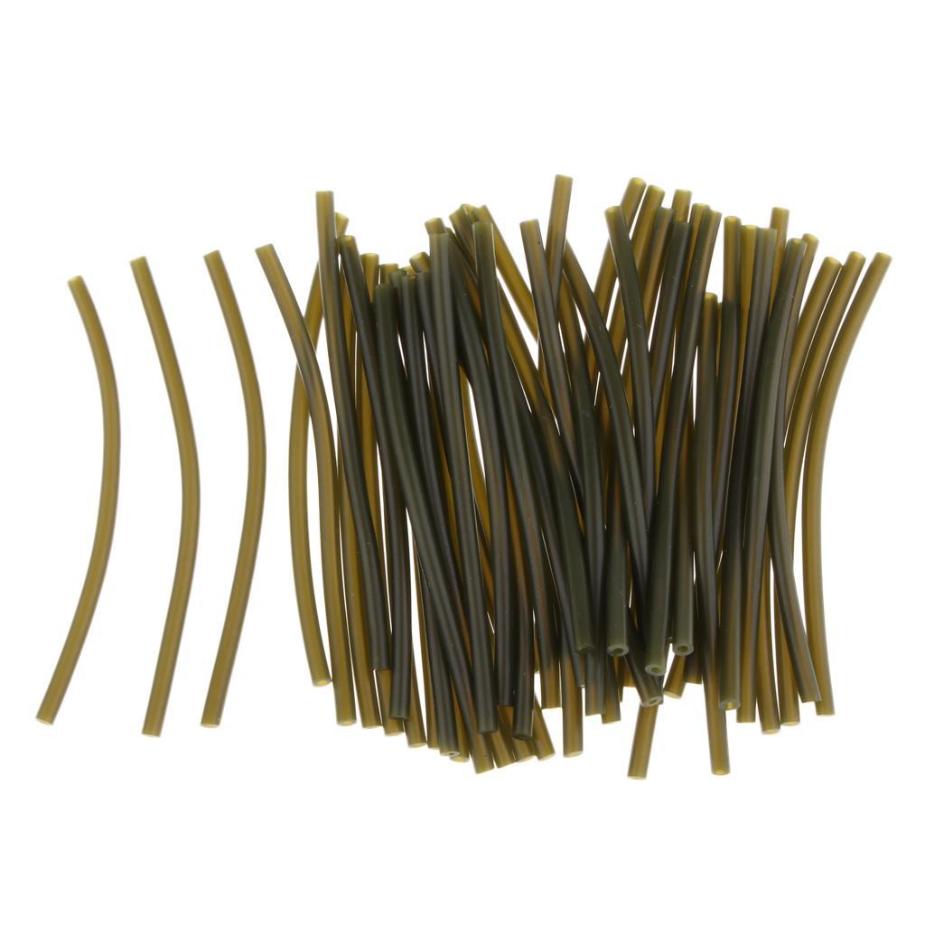 2-4pack 50pcs Rubber Rig Tube Carp Fishing Rig Sleeve Hook Line Connector Dark