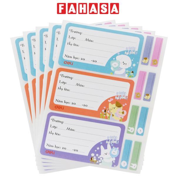 Nhãn Vở Học Sinh 3 Ô Kèm Sticker - Deli CA906B (15 Nhãn)